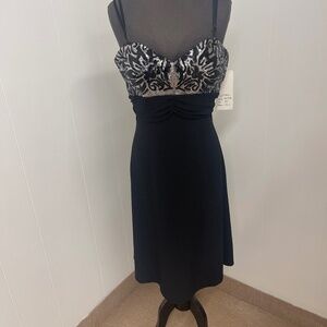 Janine of London Black Silver Sequin Bodice Cocktail Dress XL NWT Elegant Formal
